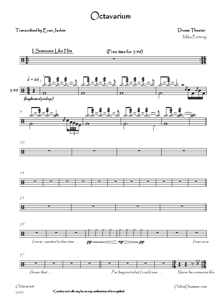 ドリーム・シアター/オクタヴァリウム (バンドスコア) Octavarium Drum Sheet Music | PDF | Drumming | Musical Compositions