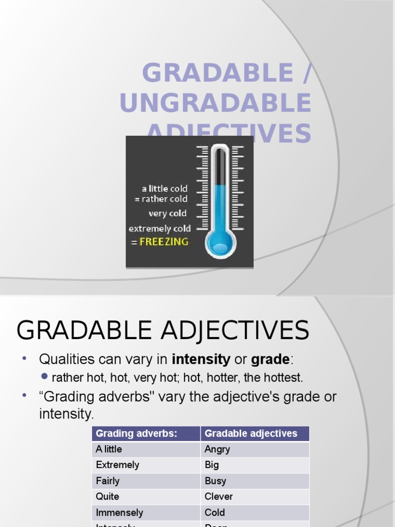 Gradable And Ungradable Adjectives Exercises Worksheets