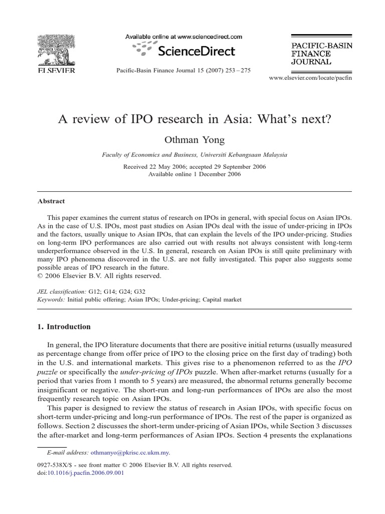 research report after ipo