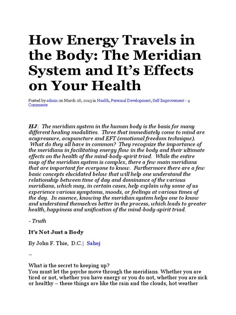 Understanding the Meridian System | PDF | Emotional Freedom Techniques ...