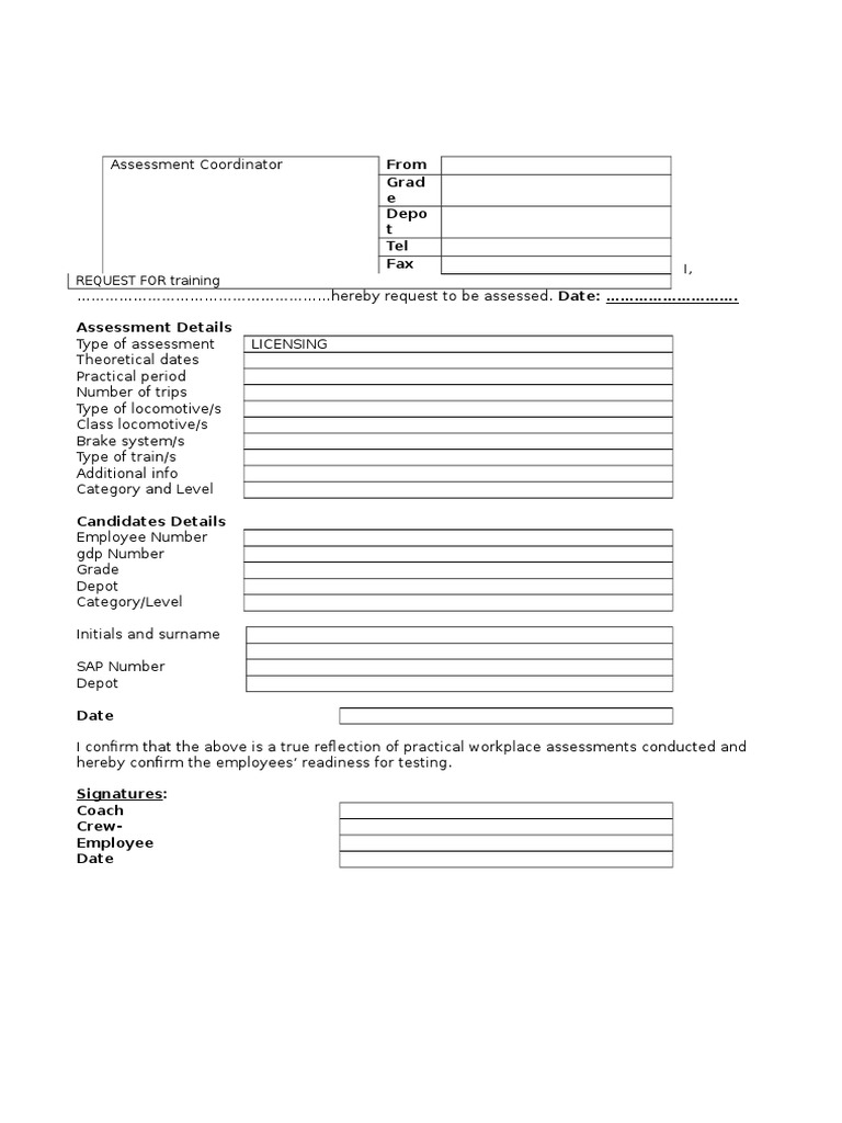 Licensing Assessment Request Form | PDF