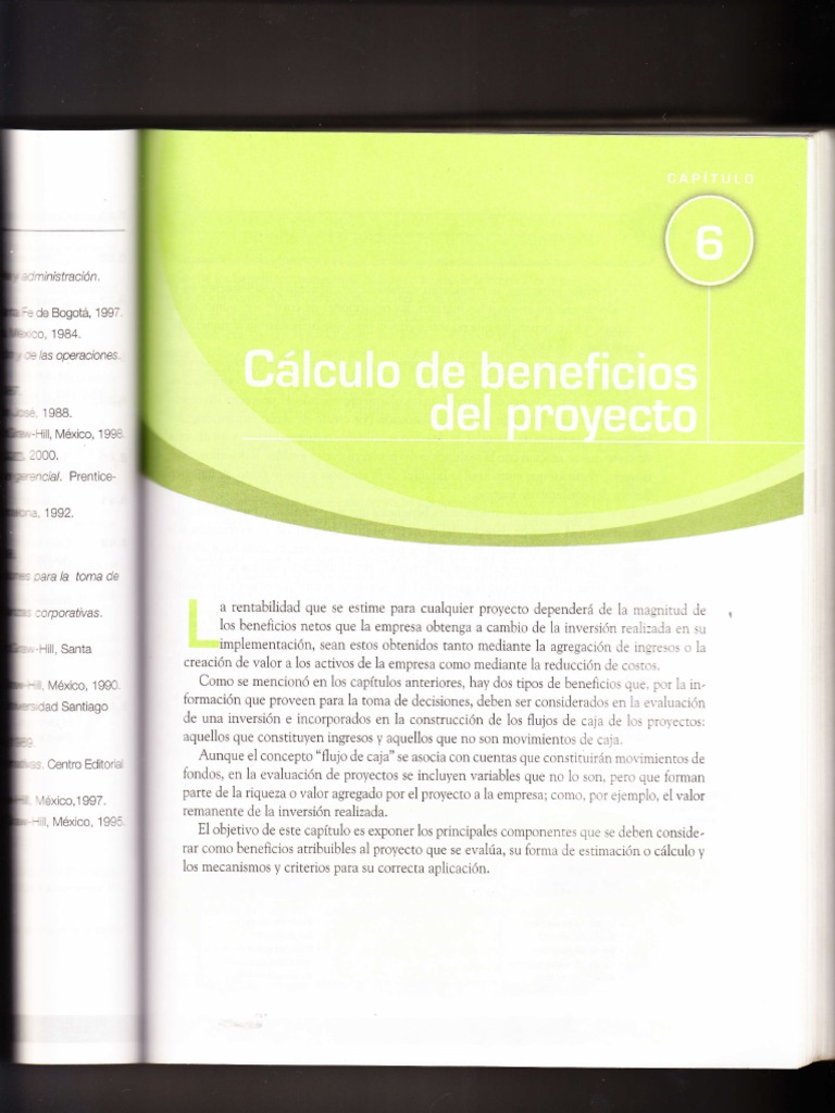 Proyectos de Inversión, Formulación y Evaluación (De Nassir Sapag Chain) PDF Beneficio