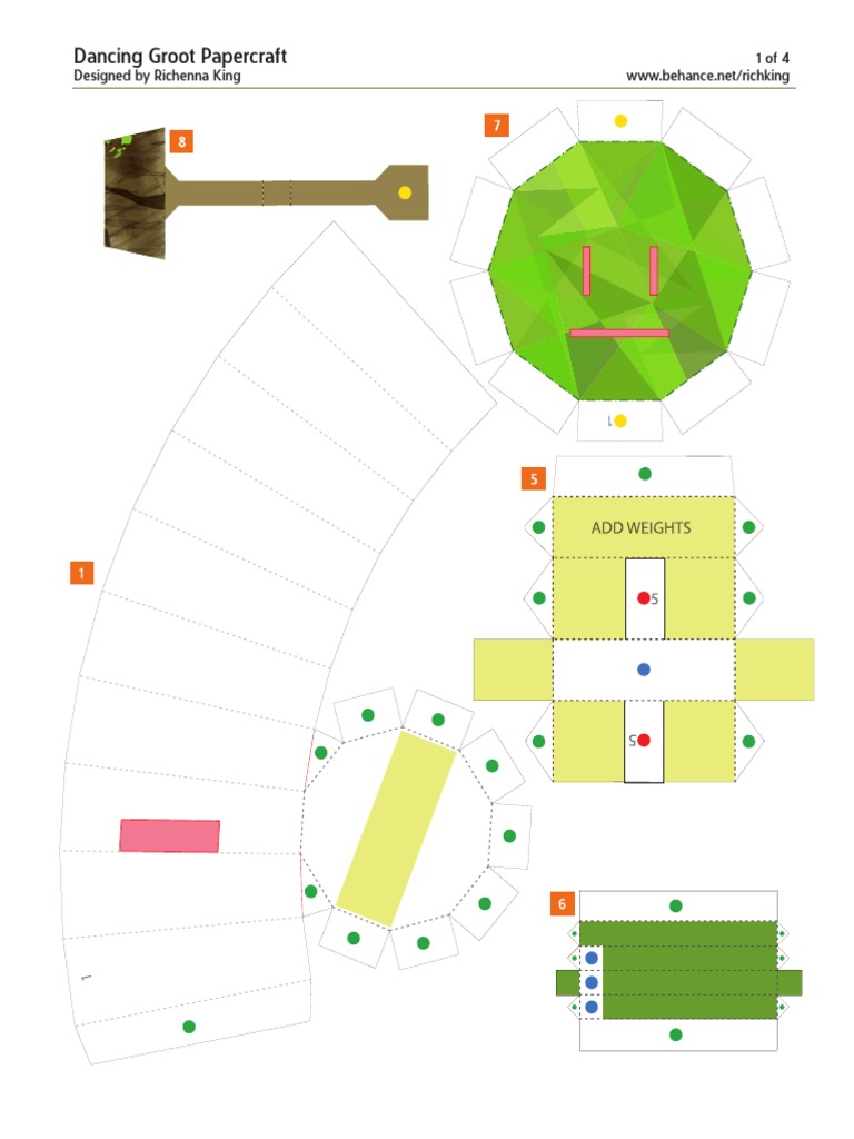 Dancing Groot Papercraft Template | PDF | Physical Models | Scale Modeling