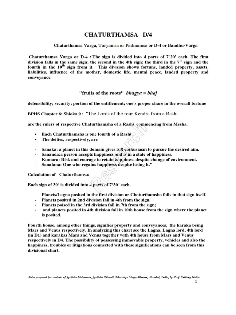 29 Chaturthamsa Chart In Vedic Astrology - Astrology For You