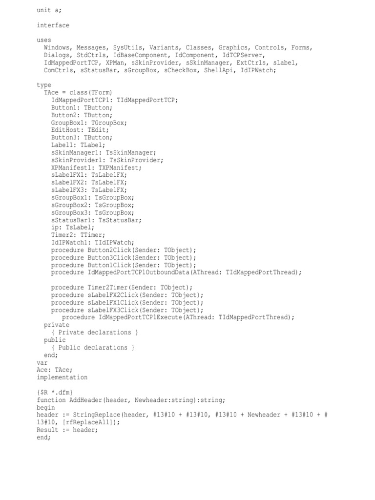 Delphi TCP Port Mapping Example | PDF | Proxy Server | Web Development