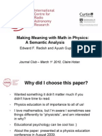 Journal Club 010310 Maths in Phys