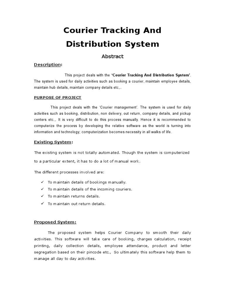 Courier Tracking System Overview | PDF | Internet | Computing