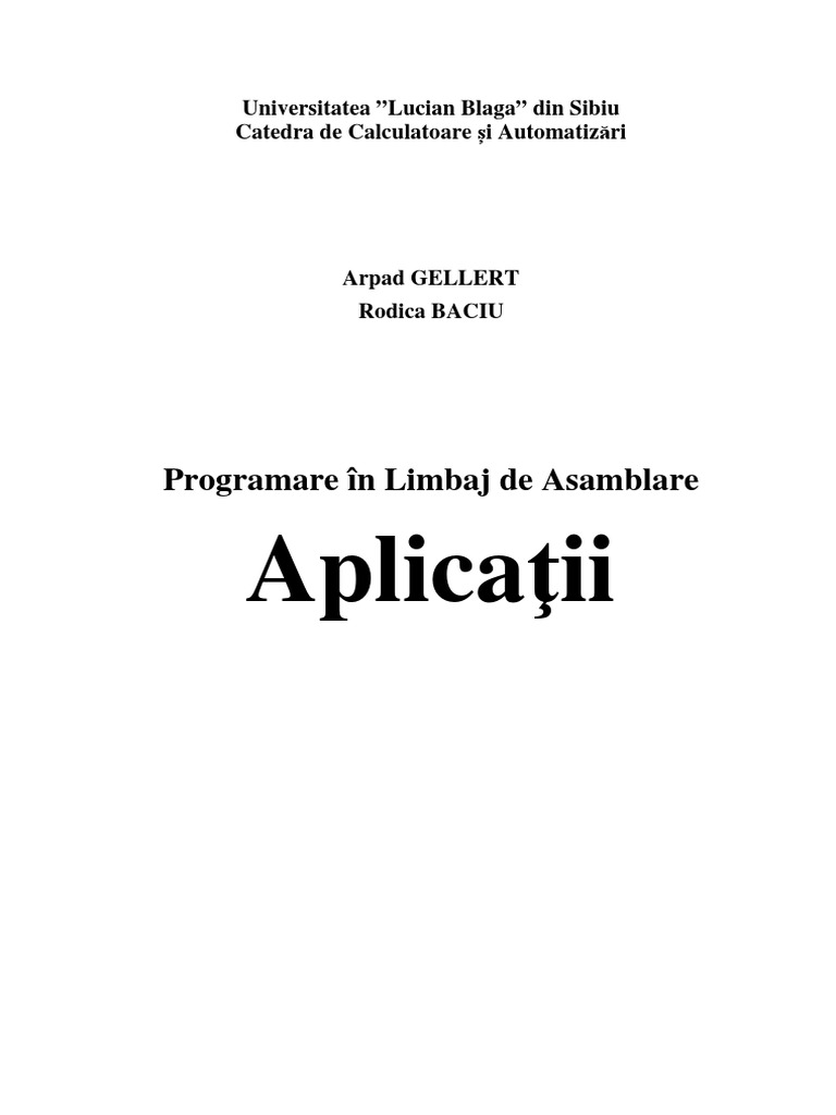 Programarea in Limbaj de Asamblare | PDF