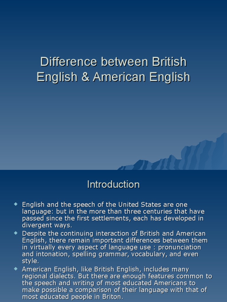 Difference Between British English & American English | PDF ...