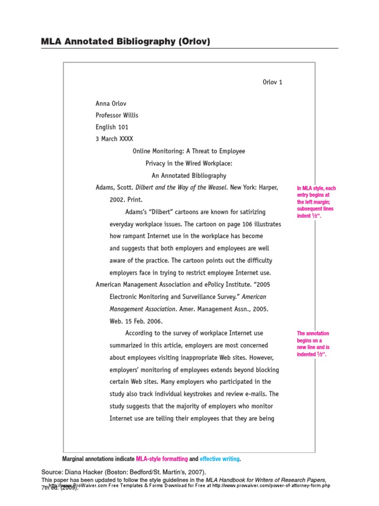 Mla Annotated Bibliography Example | Surveillance | Privacy | Free 30 ...