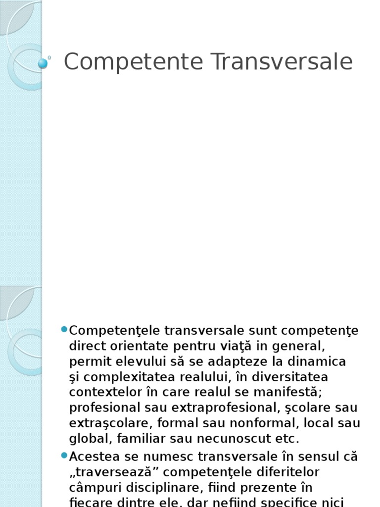 Competente Transversale | PDF