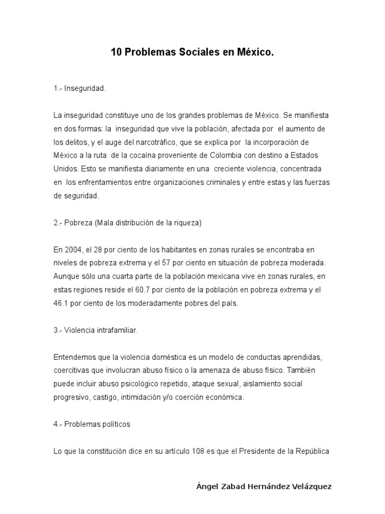 10 Problemas Sociales en México | PDF | Contaminación | Delito