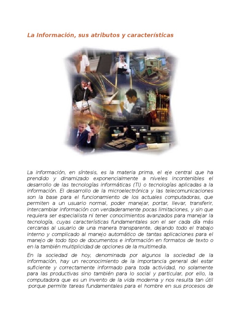 10 Características Claves de la Información | PDF | Sistema de ...