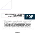 Statement of Catholic-Inspired Organisations Related To Decent Work and The Post-2015 Development Agenda