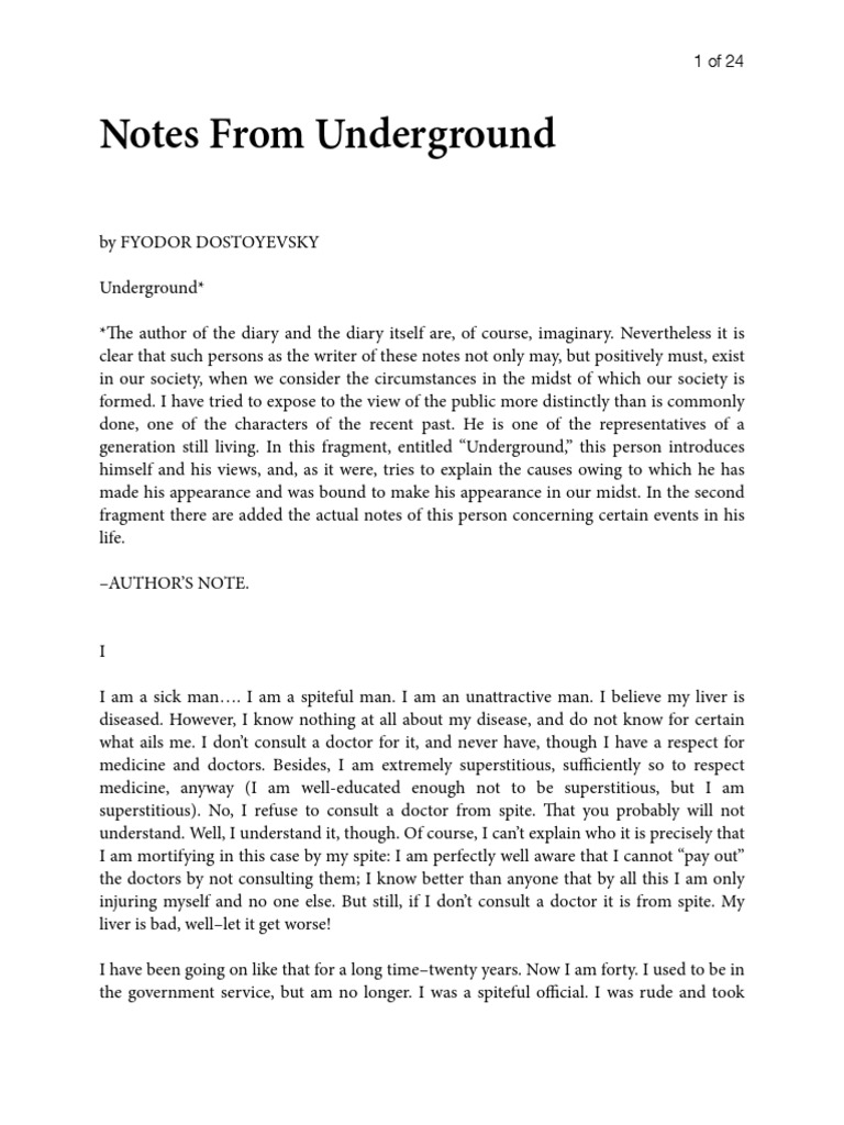 Notes From Underground | PDF | Free Will | Reason