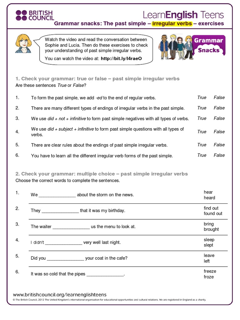 Past Simple Irregular Verbs Exercises | PDF