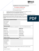 Application Form To Read Evening Modules(s) During Industrial Attachment