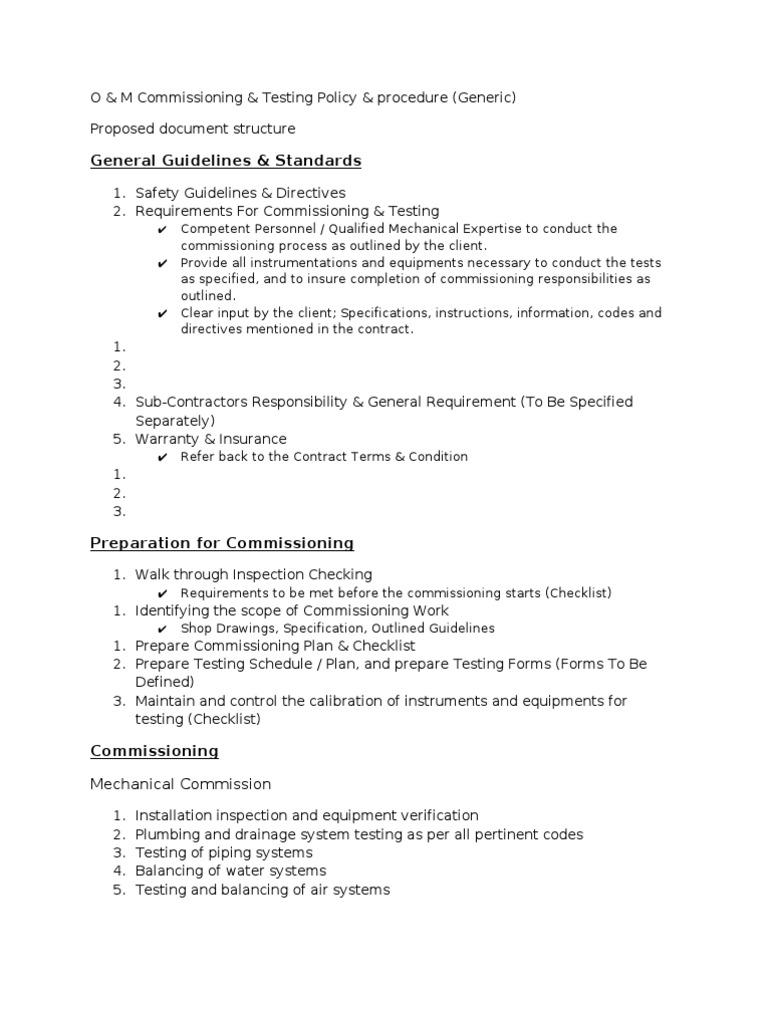 O&M Commissioning and Testing Guidelines | PDF | Verification And ...