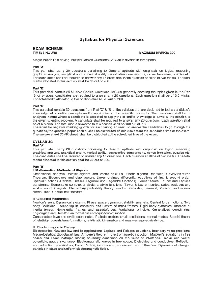 IEB Physical Science Syllabus Overview | PDF | Teaching Methods ...