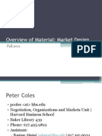 Market Design Overview and Paper Topics