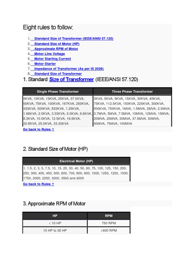 Motor Sizing and Inrush Guidelines | PDF