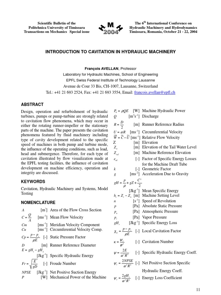Cavitation Effects in Hydraulic Turbines | PDF | Pump | Turbine