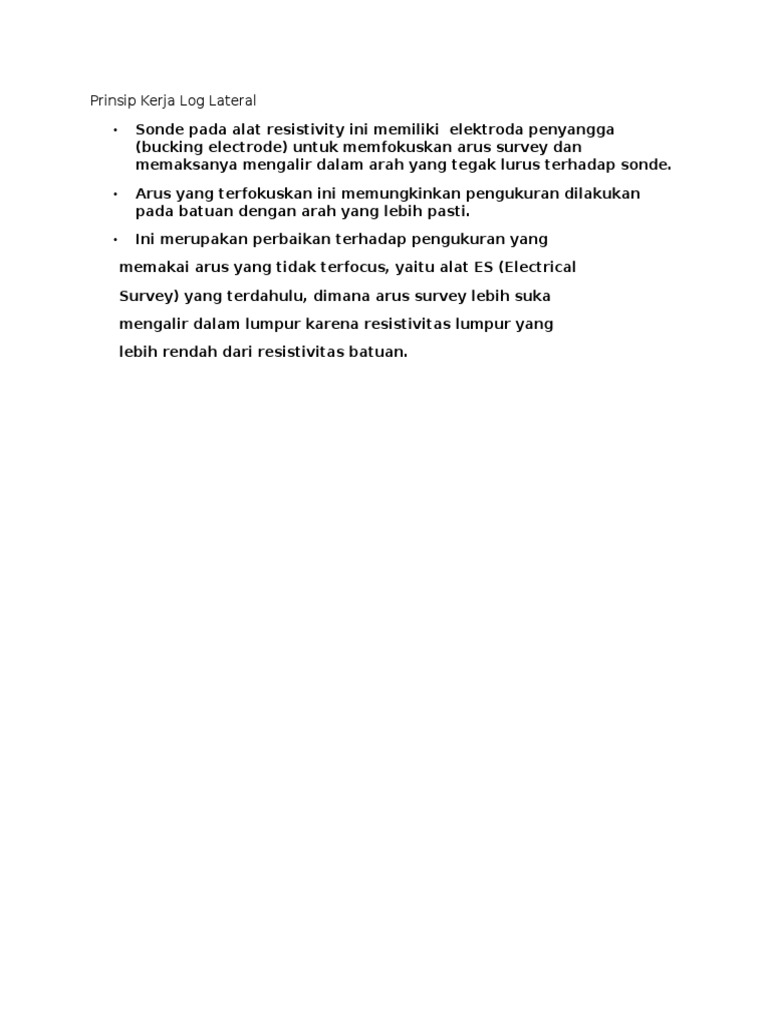Prinsip Kerja Log Lateral pada Resistivity | PDF | Sains & Matematika