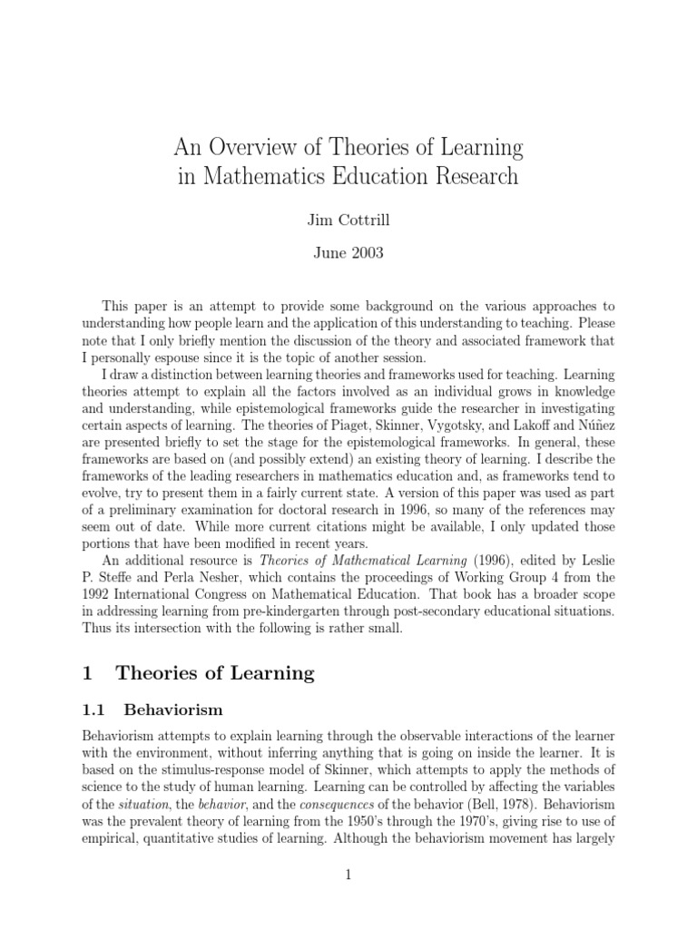 Learning Theories in Math Education | PDF | Constructivism (Philosophy ...