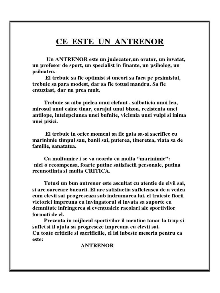 Ce Este Un Antrenor  PDF