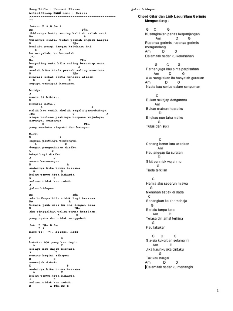 Lirik Lagu Chord Pdf