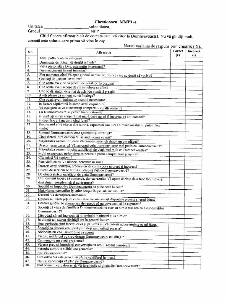 Test MMPI-1 | PDF
