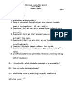 General Instructions: Pre-Board Examination - 2014-15 Class - XII CBSE Subject: - Physics