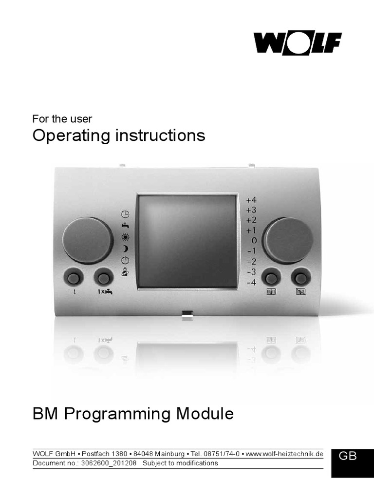 Wolf BM Programming Module Manual | PDF