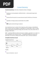 Current Electricity: Current Electricity Is The Flow of Electrons (Flow of Charge)