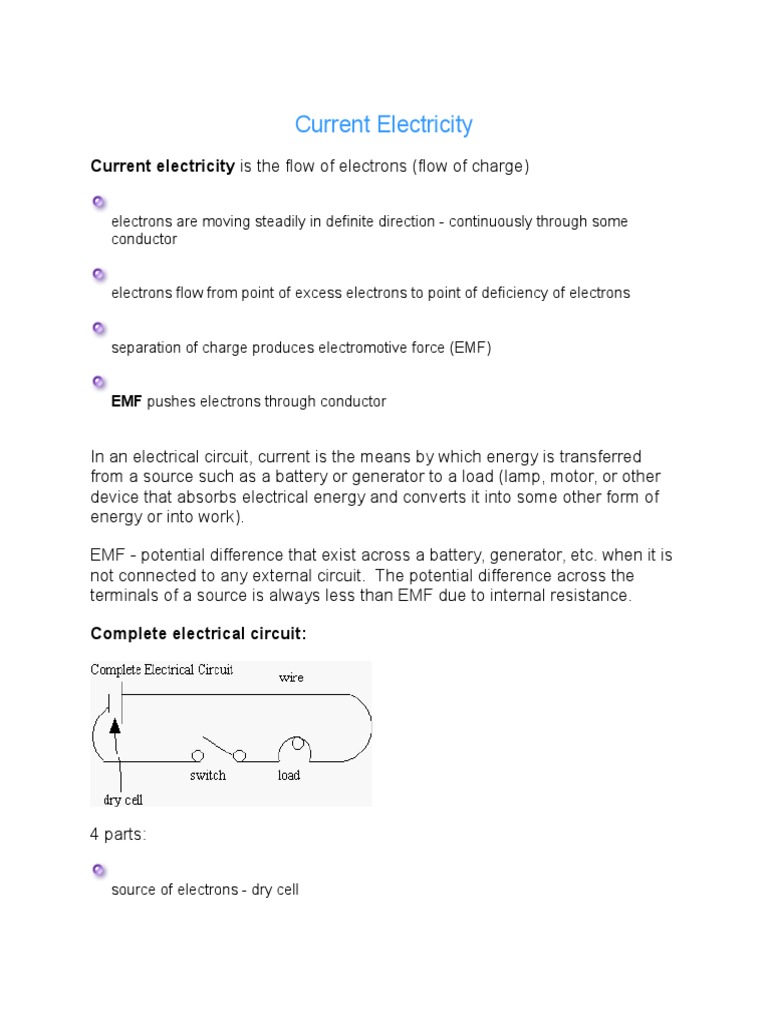 Current Electricity: Current Electricity Is The Flow of Electrons (Flow ...