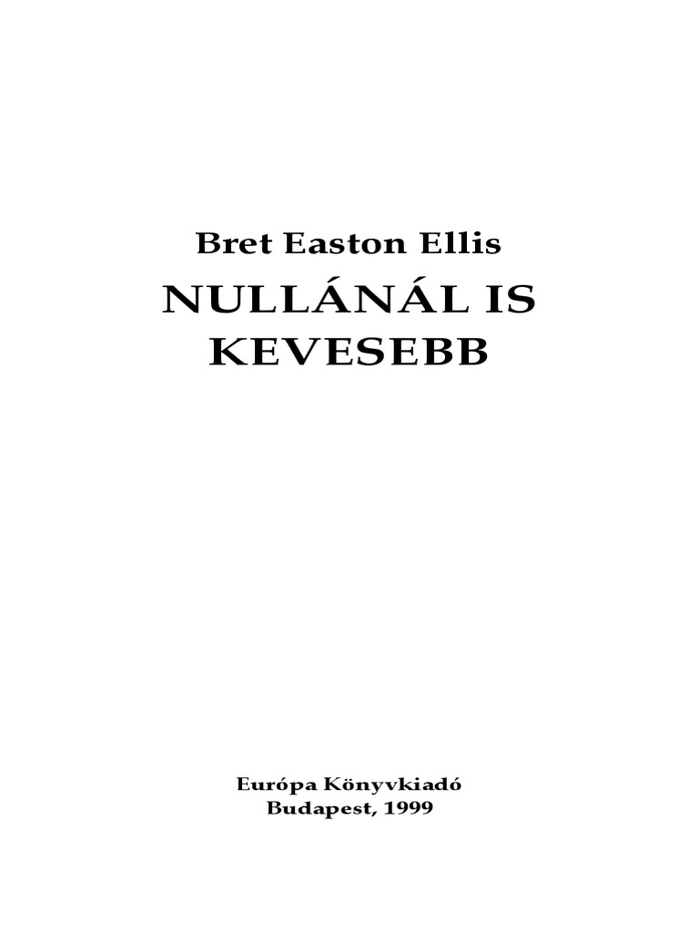 Less Than Zero (HUNversion) | PDF