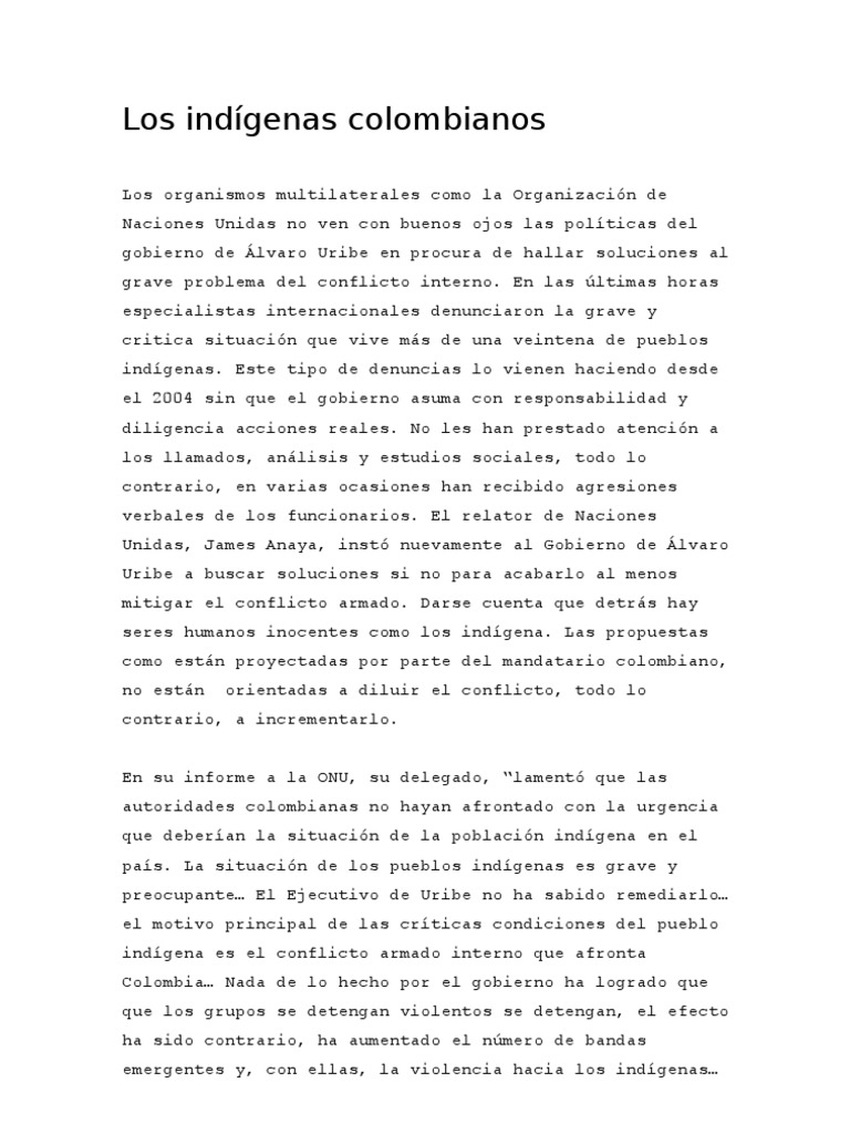 Crisis de los pueblos indígenas en Colombia | PDF | Ciencias sociales