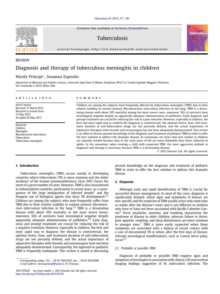 Pediatric Tuberculous Meningitis Diagnosis and Treatment | PDF ...