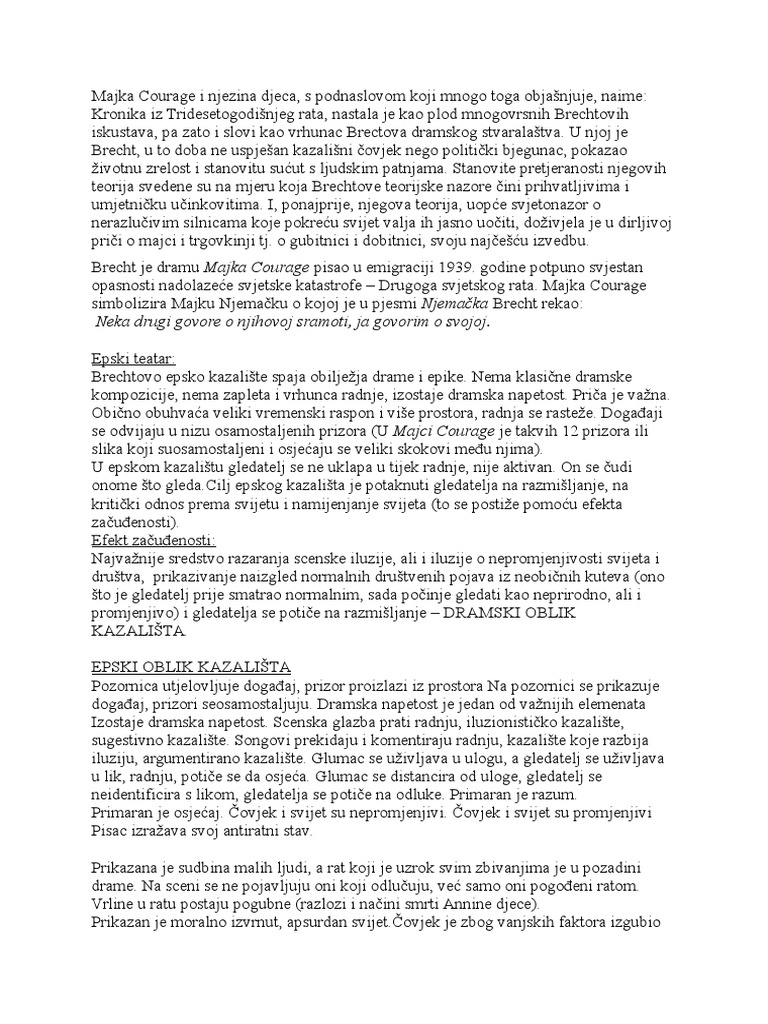 Bertolt Brecht Majka Courage I Njezina Djeca Pdf Printer