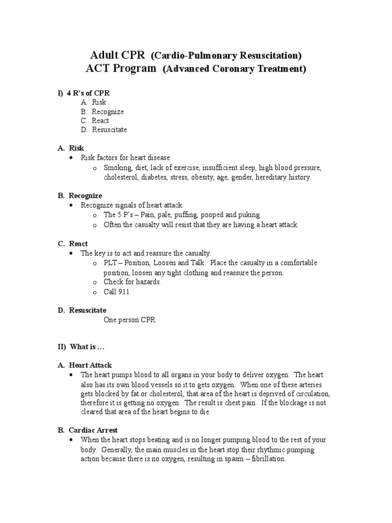 Adult CPR | PDF | Heart | Cardiopulmonary Resuscitation