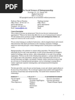 The Social Science Of Entrepreneurship - Syllabus - Stanford 2008