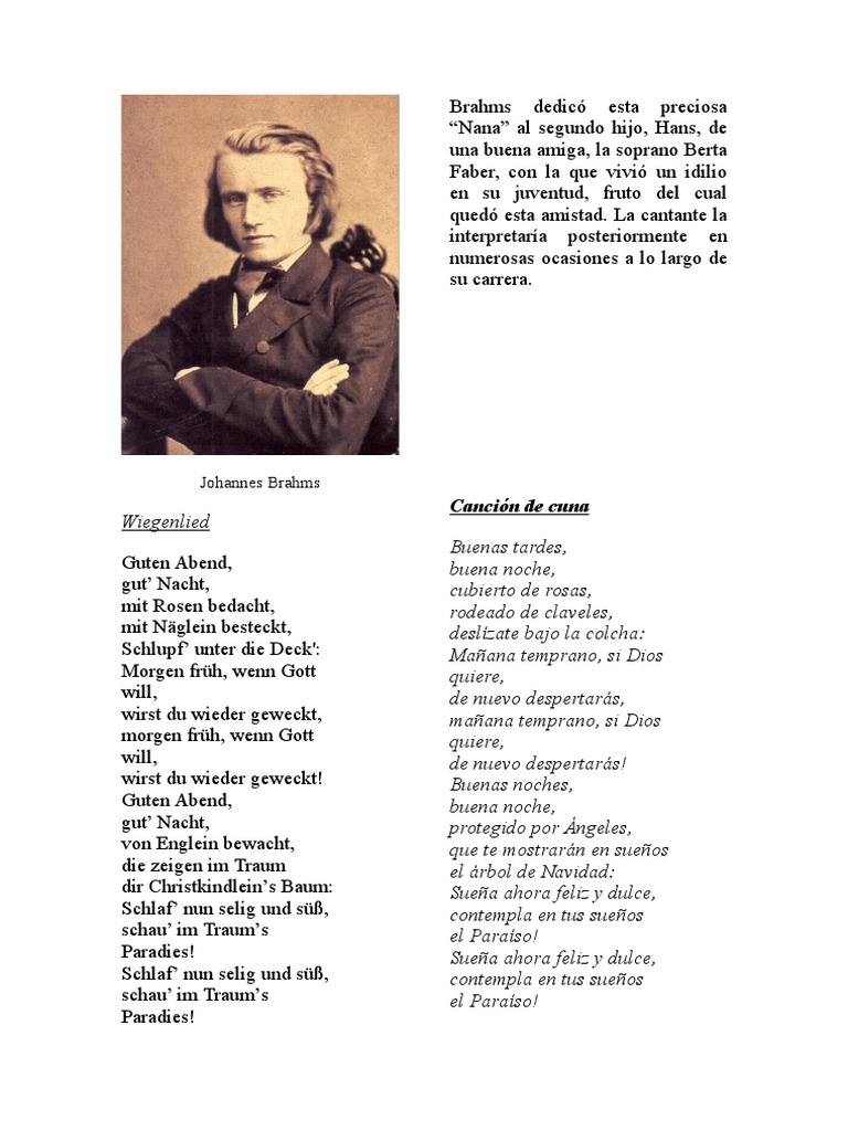 Enjuague bucal granizo Legibilidad Canción de Cuna (Brahms) | PDF