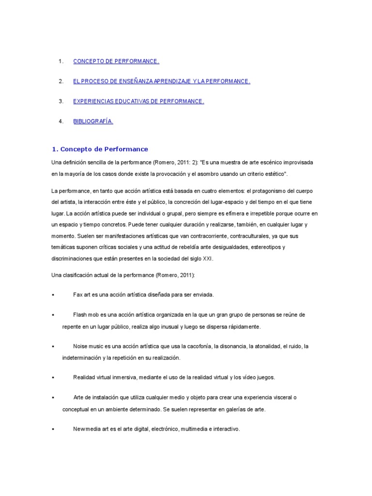 Concepto de Performance | PDF | Aprendizaje | Conocimiento