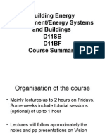 Building Energy Management/Energy Systems and Buildings D11SB D11BF Course Summary