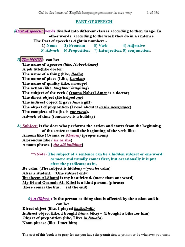 Understanding English Parts of Speech | PDF | Part Of Speech ...