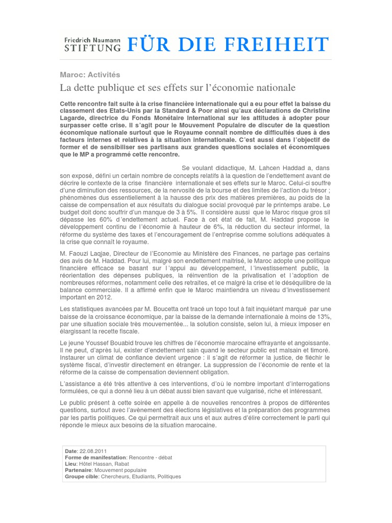 Impact de la Dette Publique au Maroc | PDF | Dette publique | Maroc