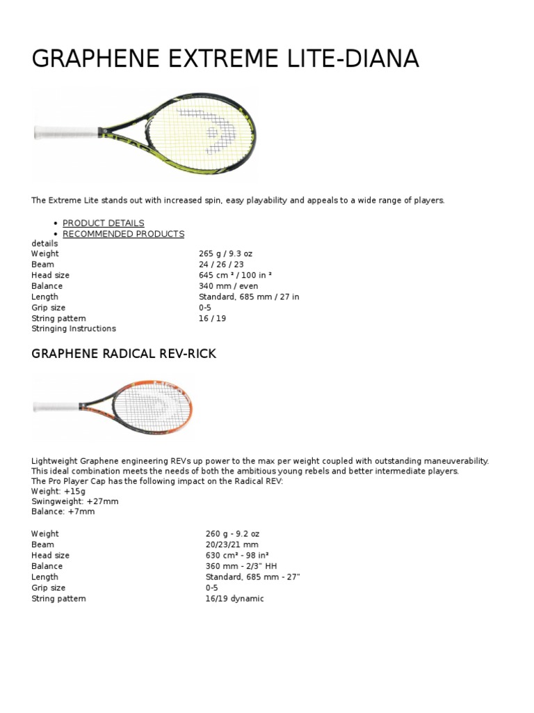 Graphene Tennis Rackets Overview | PDF