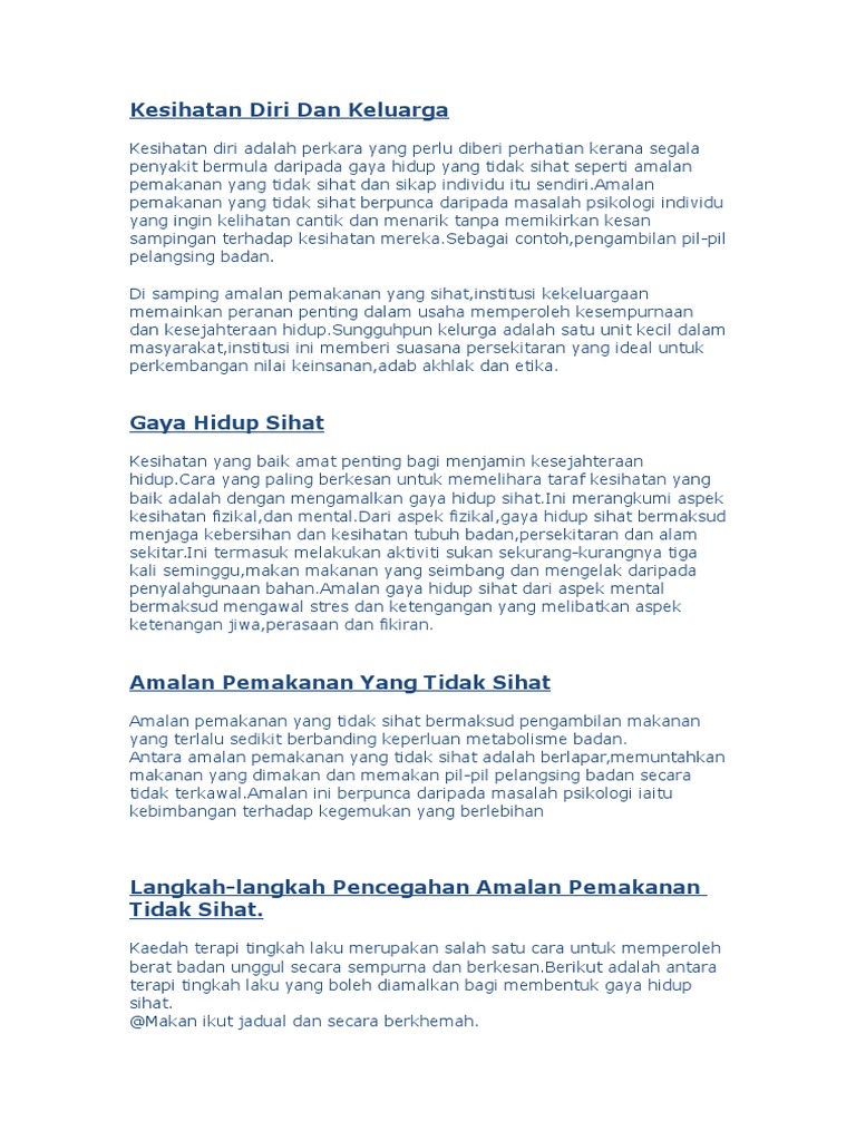 Kesihatan Diri Dan Keluarga PJK  PDF