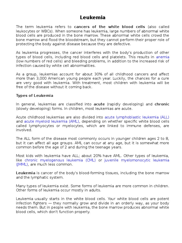 Leukemia Report | PDF | Leukemia | Bone Marrow