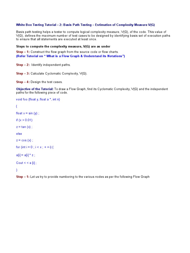 Basis Path Testing and Cyclomatic Complexity | PDF